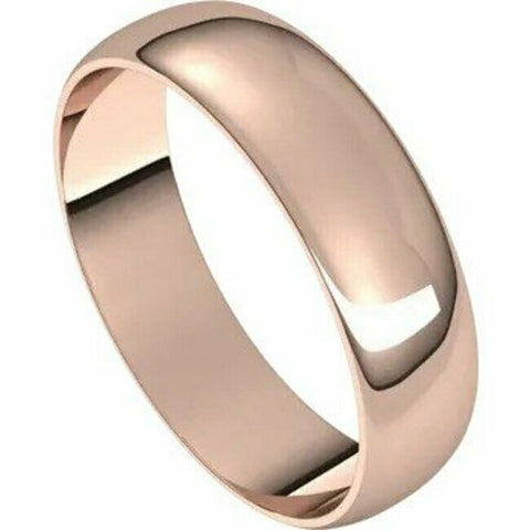 Image of Solid 18k Rose Gold 5mm Wedding Band Sizes 4-20 Half Round Ultra Light Ring