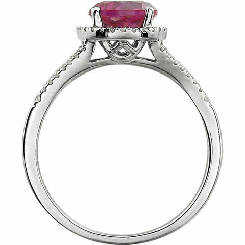 Image of SIZE 7 - 1/6 CTW Genuine Diamond & Lab Created Ruby Ring 14k White Gold