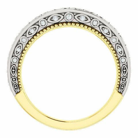 Image of 14K White and Yellow Gold .08 CTW Diamond Vintage-Inspired Band Sizes 6-8