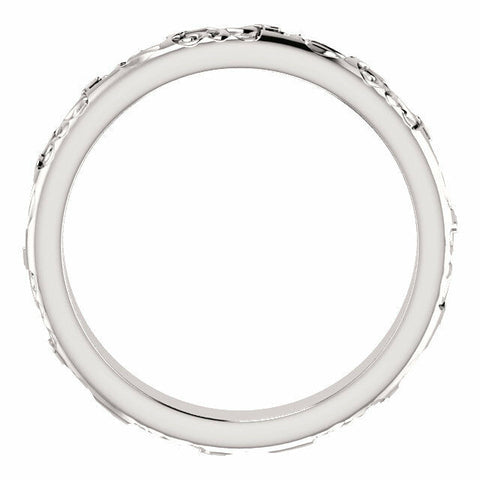 Image of SIZE 7 - Vintage-Inspired Sculptural Wedding Band 14k White Gold 3.5 mm wide New