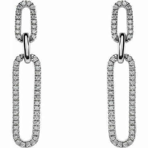 Image of 14K White Gold 1/3 CTW Diamond Link Drop Earrings 32.5x6 mm
