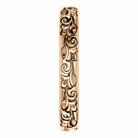 Image of SIZE 5 - 14k Rose Gold Vintage Inspired Sculptural Wedding Band 3.5 mm wide New