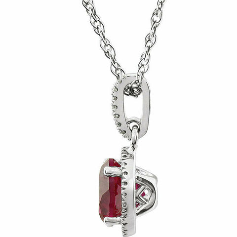 Image of 1/10 CTW Genuine Diamond and Created Ruby 14k White Gold 18" Pendant Necklace