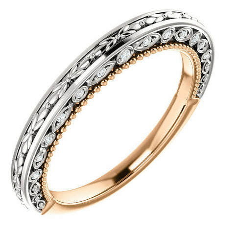 Image of 14K White and Rose Gold .07 CTW Diamond Vintage-Inspired Band Sizes 6 thru 8