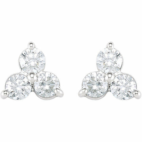 Image of 14K White Gold 1/3 ct tw Diamond Three-Stone Earrings 40% off Sug. Retail Price