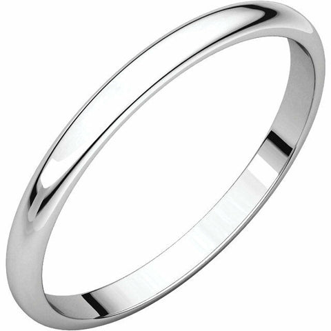 Image of SIZE 5.5 - 2mm wide Platinum "Half Round" Light Wedding Band 45% off Sug Retail