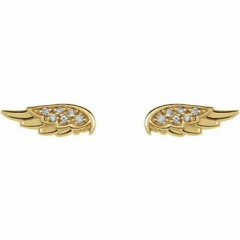 Image of 14K Gold .03 CTW Diamond Angel Wing Stud Earrings with Friction Backs 40% Off