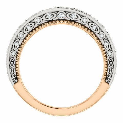 Image of 14K White and Rose Gold .07 CTW Diamond Vintage-Inspired Band Sizes 6 thru 8