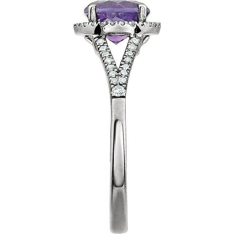 Image of 14K White Gold 1/5 ct tw Diamond & Amethyst Ring February Birthstone Jewelry