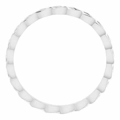 Image of New 2mm 14K White Gold Woven Rope Wedding Band Stackable Ring Bridal Jewelry