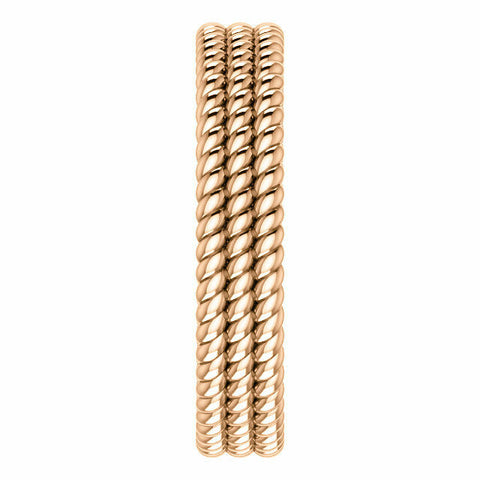 Image of SIZE 5.5 - 14K ROSE GOLD Layered Stacked ROPE BAND 4.5mm Wide Ring Free Shipping
