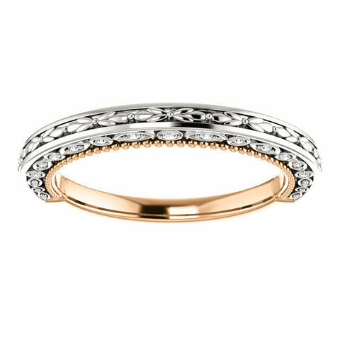 Image of 14K White and Rose Gold .07 CTW Diamond Vintage-Inspired Band Sizes 6 thru 8