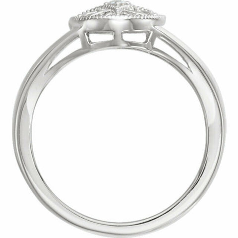 Image of Size 6 Sterling Silver and Diamond Accent Filigree Vintage Style Ring