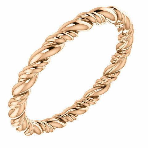 Image of SIZE 7.5 Rope Eternity Wedding Band 14k Rose Gold 2.2mm Wide Ring Free Shipping