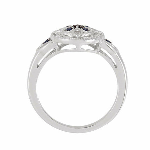Image of SIZE 6 - Vintage Style Sapphire and Diamond Sterling Silver Ring FREE Shipping