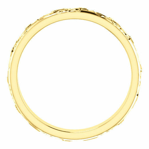 Image of SIZE 4 - 14k Yellow Gold Vintage Inspired Sculptural Wedding Band 3.5mm wide New