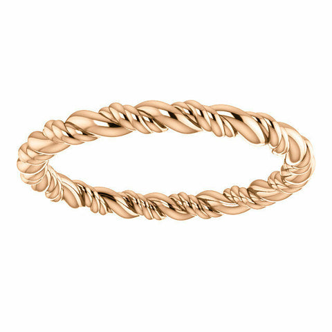 Image of SIZE 5 Rope Eternity Wedding Band 14k Rose Gold 2.2mm Wide Ring Free Shipping