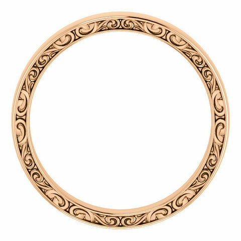 Image of SIZE 10 - 14K Rose Gold Wedding Band Relief Pattern 4mm Sculptural-Inspired
