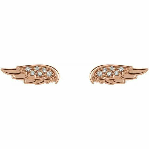 Image of 14K Gold .03 CTW Diamond Angel Wing Stud Earrings with Friction Backs 40% Off
