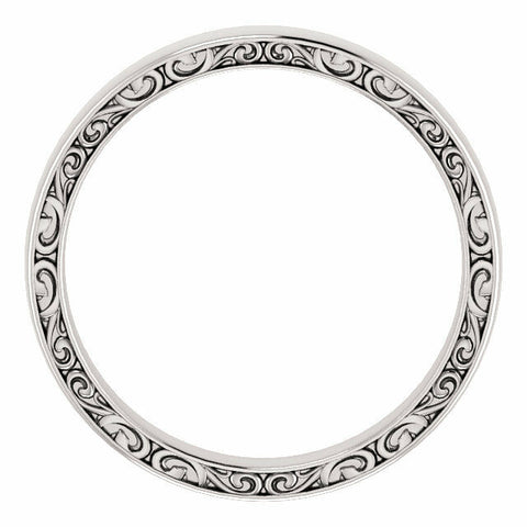 Image of SIZE 6.5 - 14K White Gold Relief Pattern Wedding Band 4mm Sculptural-Inspired