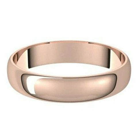 Image of Solid 18kt Rose Gold 4mm Wedding Band Sizes 4-20 Half Round Ultra Light Ring