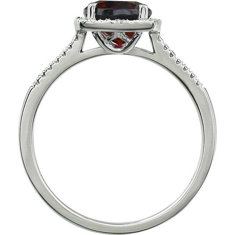 Image of GARNET and Diamond Accented Sterling Silver Ring JANUARY Birthstone Jewelry