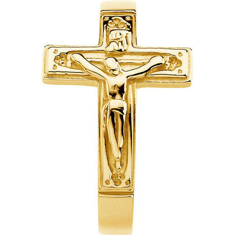 Image of Mens Size 10 Crucifix Ring 10k Yellow Gold New Item Religious Jewelry 15.0mm