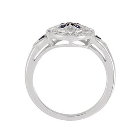 SIZE 7  Sterling Silver Sapphire and Diamond Vintage Style Ring FREE Shipping