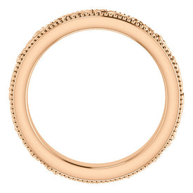 SIZE 4  14k Rose Gold Design Engraved Wedding Band 3.2mm Wide Scroll Ring
