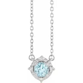 Sterling Silver Natural Blue Topaz and .04 CTW Natural Diamond 18