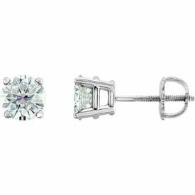 2.5 ct.tw. MOISSANITE Solitaire Stud Earrings 14k White Gold 4 Prong Setting