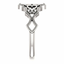 Sterling Silver Heart Design Vintage Inspired Ladies Fashion Ring Size 7