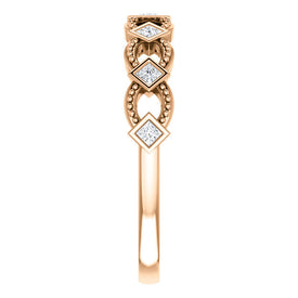 14kt Rose Gold 1/6 cttw Diamond Stackable Ladies Fashion Ring Sz 7 Free Shipping