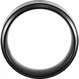 Mens Tungsten 8 mm Comfort Fit Wedding Band w/ Black PVD Grey Carbon Fiber Inlay