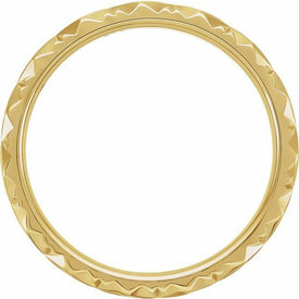 SZ 17 Diamond Faceted 14K Yellow Gold Wedding Band 2.5mm Wide Stackable Ring