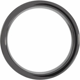 Comfort Fit 8mm Black Ceramic Flat Band with Antler Wood Inlay Men's and Ladies