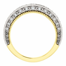 14K White and Yellow Gold .08 CTW Diamond VintageInspired Band Sizes 68
