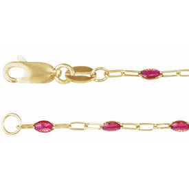 14K Yellow GoldFilled Pink Enamel PaperclipStyle 7