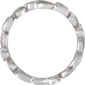 Diamond Eternity Band 1/4 CTW 14k White Gold Sculptured Design Bridal Ring Sz 7