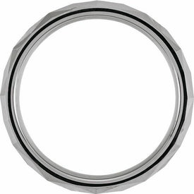 Tungsten Faceted Wedding Band 7 mm Wide Size 7.5 13.5 Comfort Fit Solid Unisex