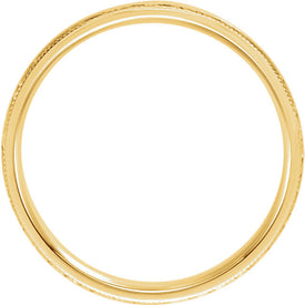 SZ 10.5  14K Yellow Gold Flat Milgrain Comfort Fit Satin & Hammer Finish Band