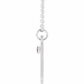 Pisces 14K White Gold Garnet & .0075 CTW Diamond Zodiac Constellation Necklace
