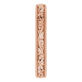 SIZE 11.5  14k Rose Gold Engraved Design Wedding Band 3.2mm Wide Scroll Ring