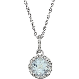 Blue Topaz and Diamond 14k White Gold 18