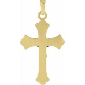 27x17mm 14K Yellow and White Gold Crucifix Pendant with Tapered Bail New