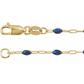 14K Yellow GoldFilled Sapphire Blue Enamel PaperclipStyle 7