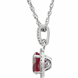 1/10 CTW Genuine Diamond and Created Ruby 14k White Gold 18