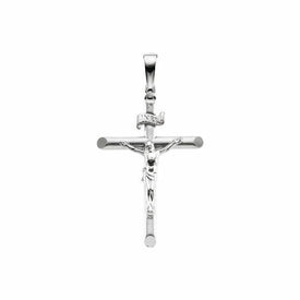 26x19mm 14K White Gold Crucifix Pendant with Tapered Bail New Religious Jewelry