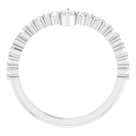 14K White Gold 1/2 CTW Natural Diamond V Ring Size 7 with Rhodium Finish 55% Off