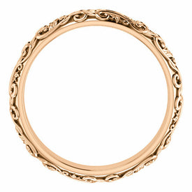 SIZE 7.5  14K Rose Gold Sculptural Wedding Band with Milgrain Center 5 mm wide